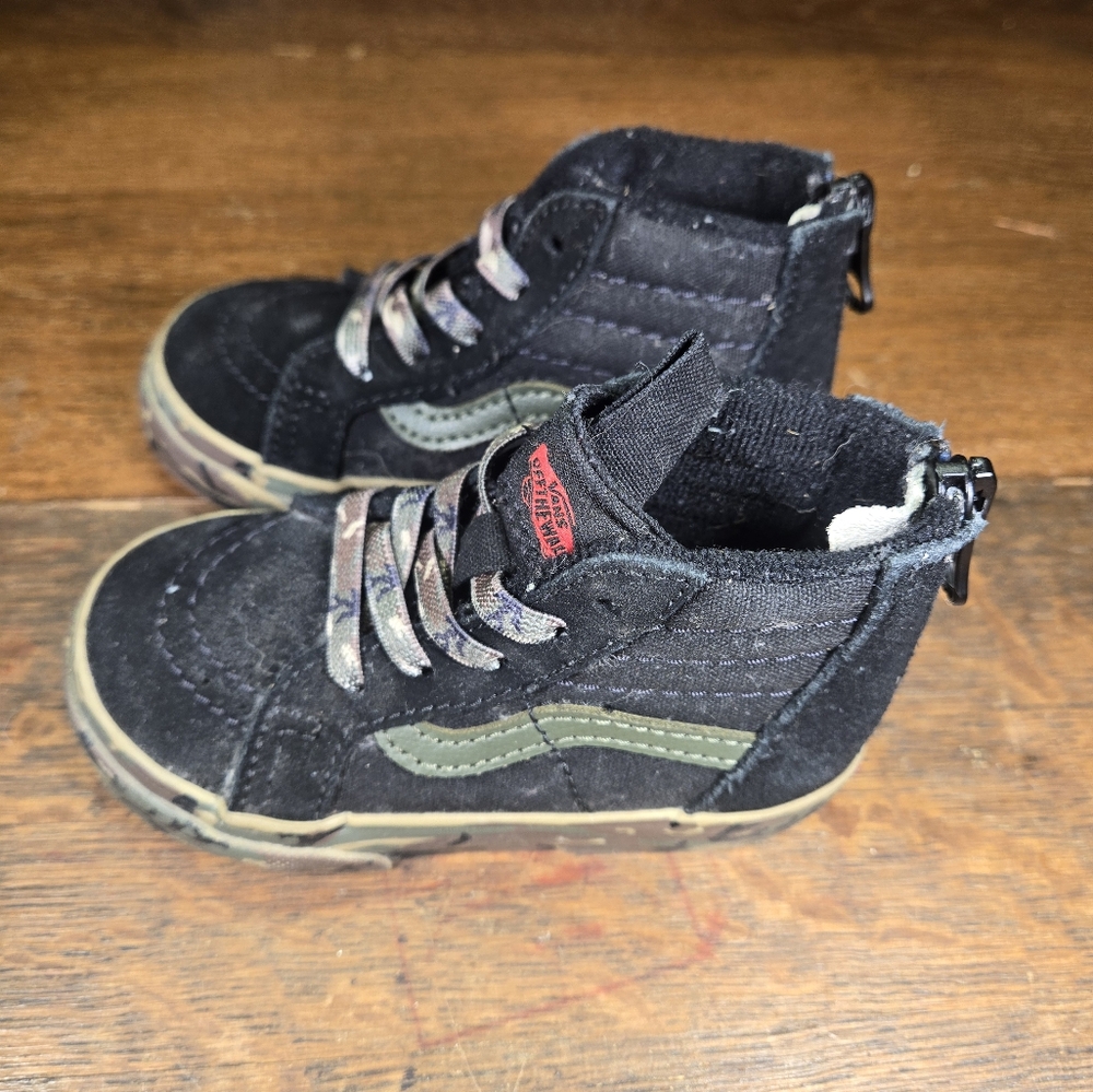 Vans Skate Hi Zip Boys Shoes Size 5.5 TD Army Camo Sneakers